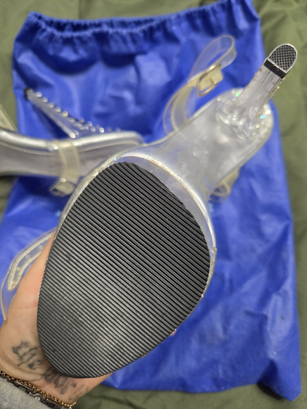 Clear Rhinestone Platform Sandals - Silver - Picture 3 of 3